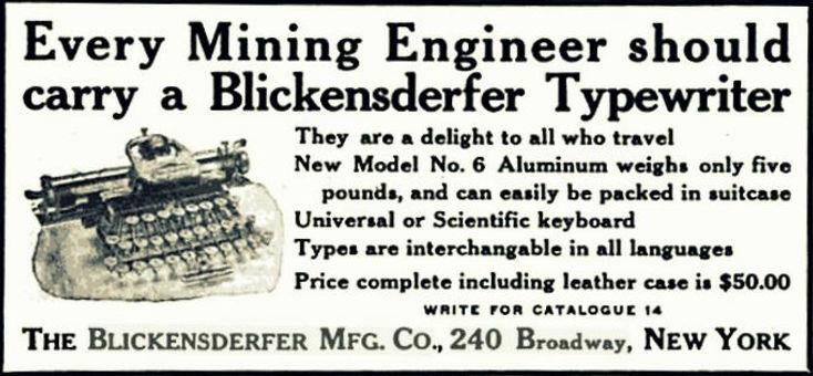 Anunci nord-americà de la Blickensderfer núm. 6